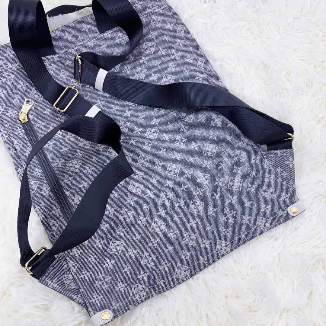 新品タグ有 極美品◇russet 折りたためるデニムプリント リュック