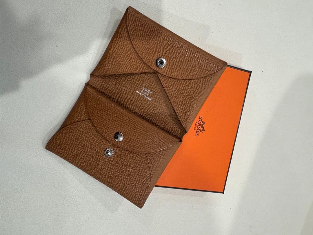 HERMES ゴールド　カルヴィデュオ　エルメス　ケース HERMES（エルメス） 新品 カルヴィ デュオ ゴールド ヴォーエプソン