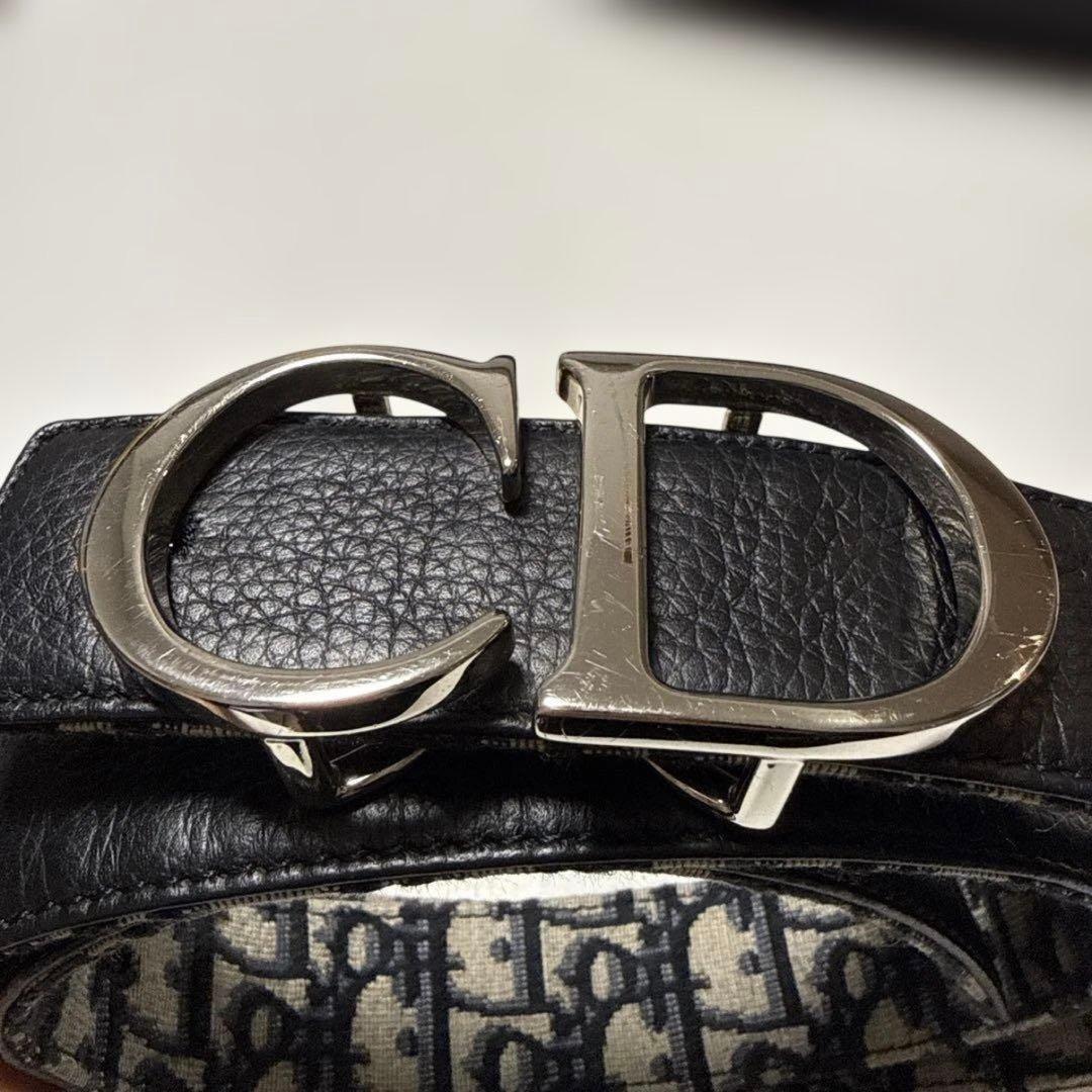 Dior オブリーク ブラックレザーベルト リバーシブル CDロゴ - メルカリ