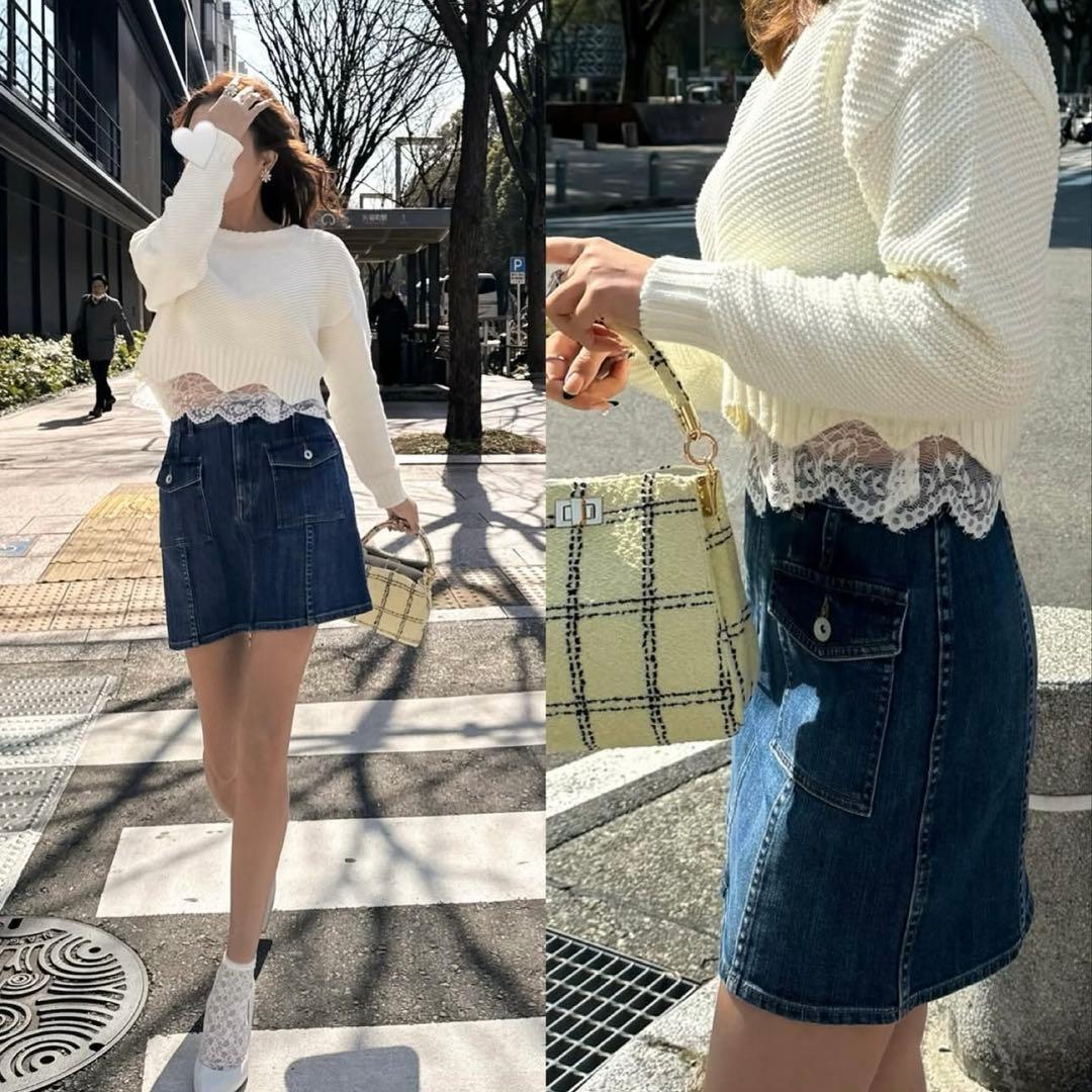 sheller デニムタイトスカート ポケット付き