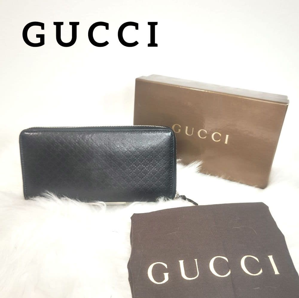 GUCCI　グッチ　ブラック　レザー　オール ラウンド　ファスナー　長財布 GUCCI（グッチ） 財布 長財布 ラウンドファスナー GGマーモント