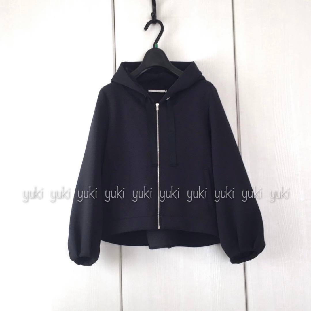 ANAYI ダンボールフリル フードパーカー 38 ネイビーアナイ ダンボール