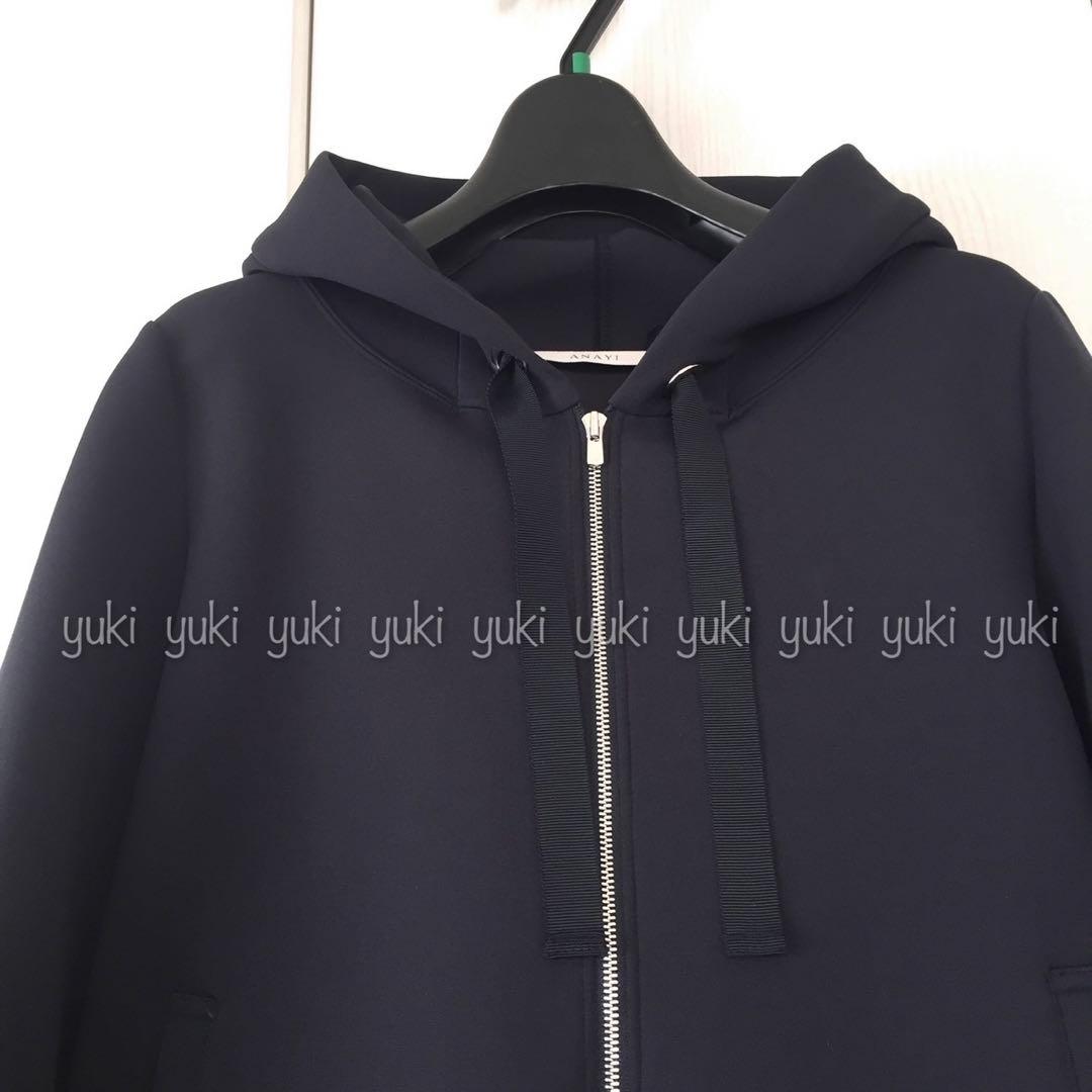 ANAYI ダンボールフリル フードパーカー 38 ネイビーアナイ ダンボール