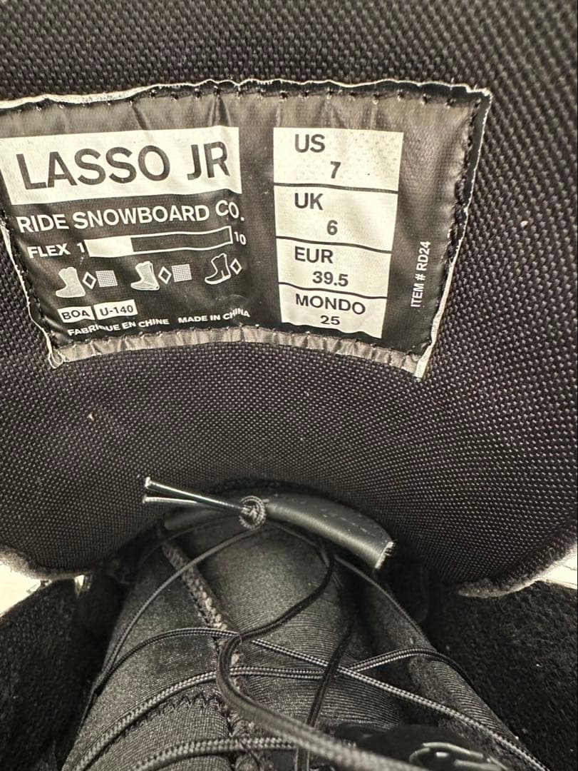 RIDE Lasso Jr 25スノーボードブーツ ブラック 超美品使用一回