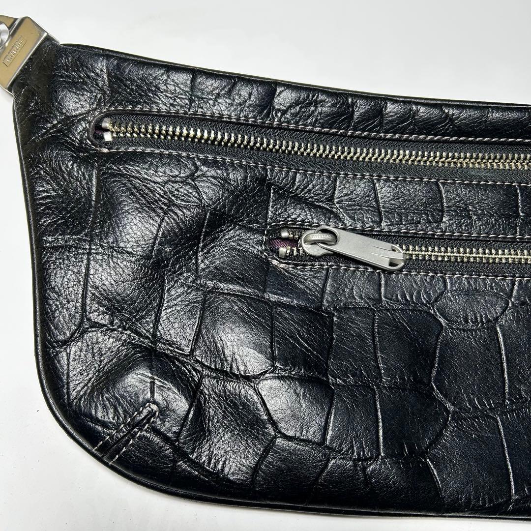 美品 アニアリ ボディバッグ クロコ型押し ショルダーバッグ 迷彩