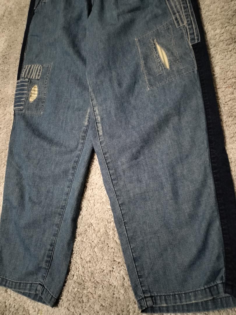 ブルーブルー/再構築ワイドテーパードデニムパンツ/インディゴ染め