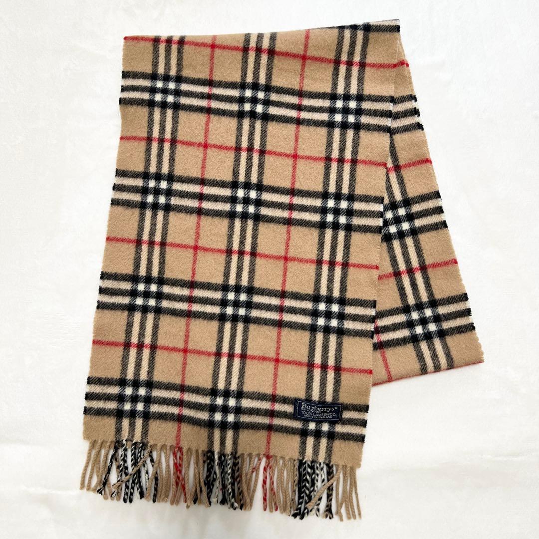 極美品★BURBERRY バーバリー マフラー ノバチェック ラムウール100% BURBERRY - バーバリーズ ラムウール ショートマフラー 長さ133cm位