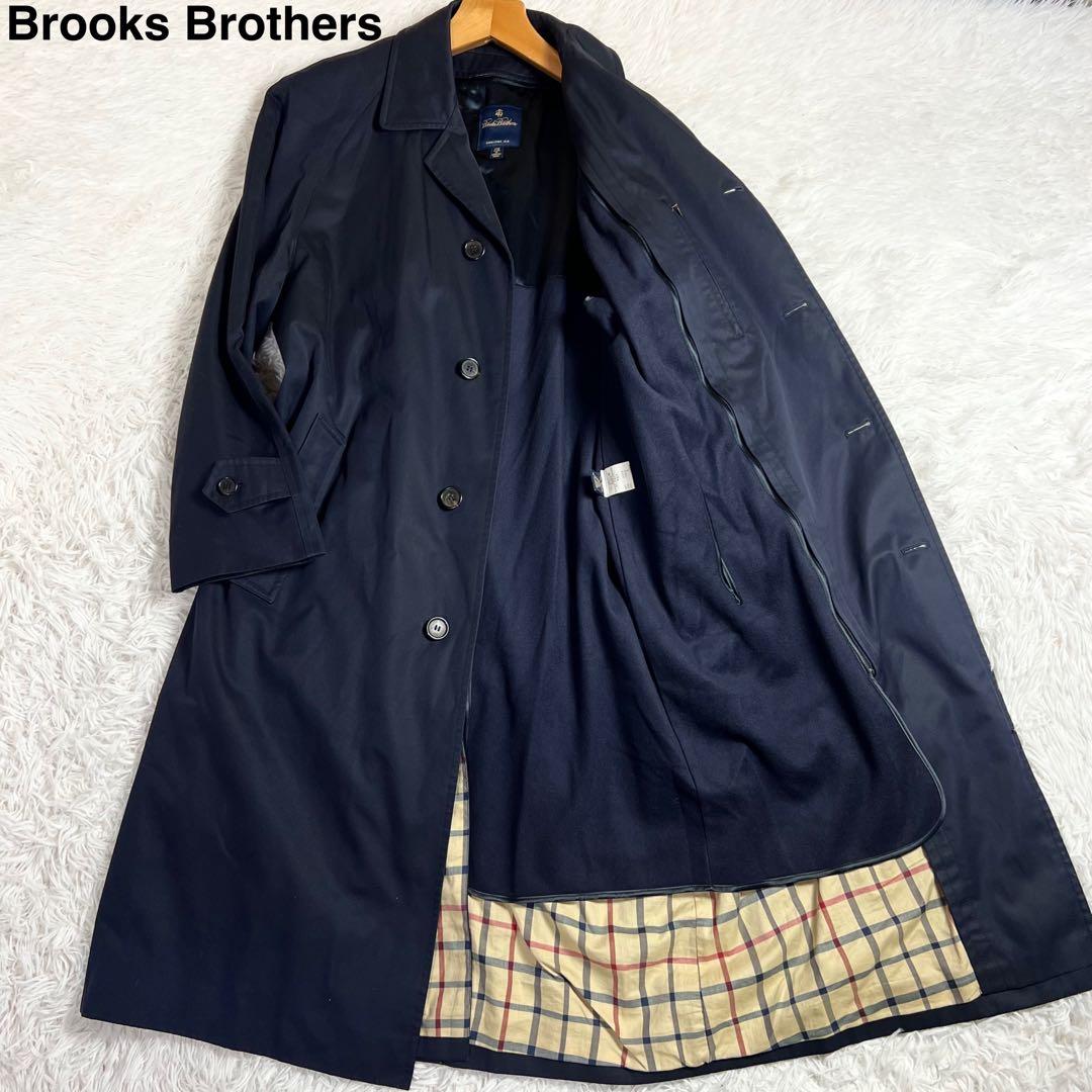 美品 大きいサイズ 2way ブルックスブラザーズ バルマカーンコート 42 紺 B.C STOCK（ベーセーストック） ステンカラーコート コート ウール