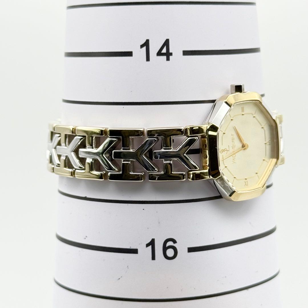 ✨新品電池・稼働美品✨サンローラン 腕時計 クォーツ オクタゴン 金