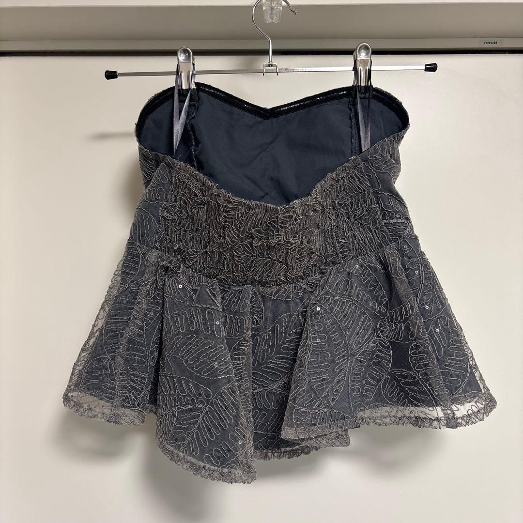 Leja スパンコール刺繍ビジューボタンフレアスリーブセットアップ