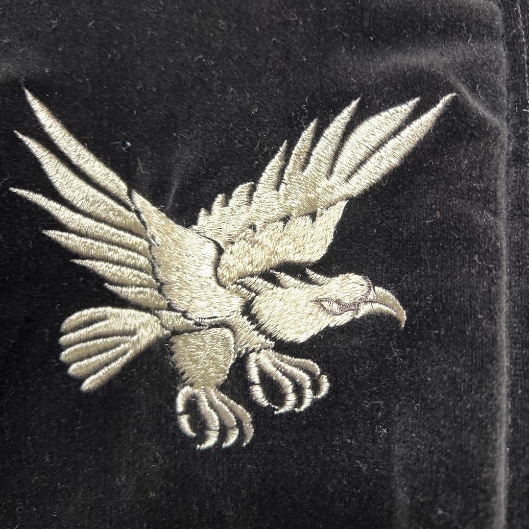 90's 別珍 スカジャン 黒 虎 鷹 龍 刺繍 リバーシブル 迷彩 M - メルカリ