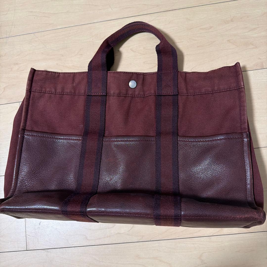 エルメス フールトゥ トートバッグ キャンバス レザー HERMES（エルメス） フールトゥ カバス トートバッグ ハーフレザー