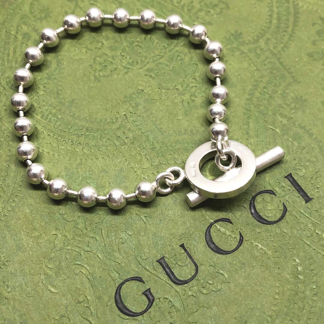 【美品】GUCCI グッチボールチェーン ブレスレット シルバー925 17cm グッチ GUCCI シルバー ボール チェーン ブレスレット シルバー925