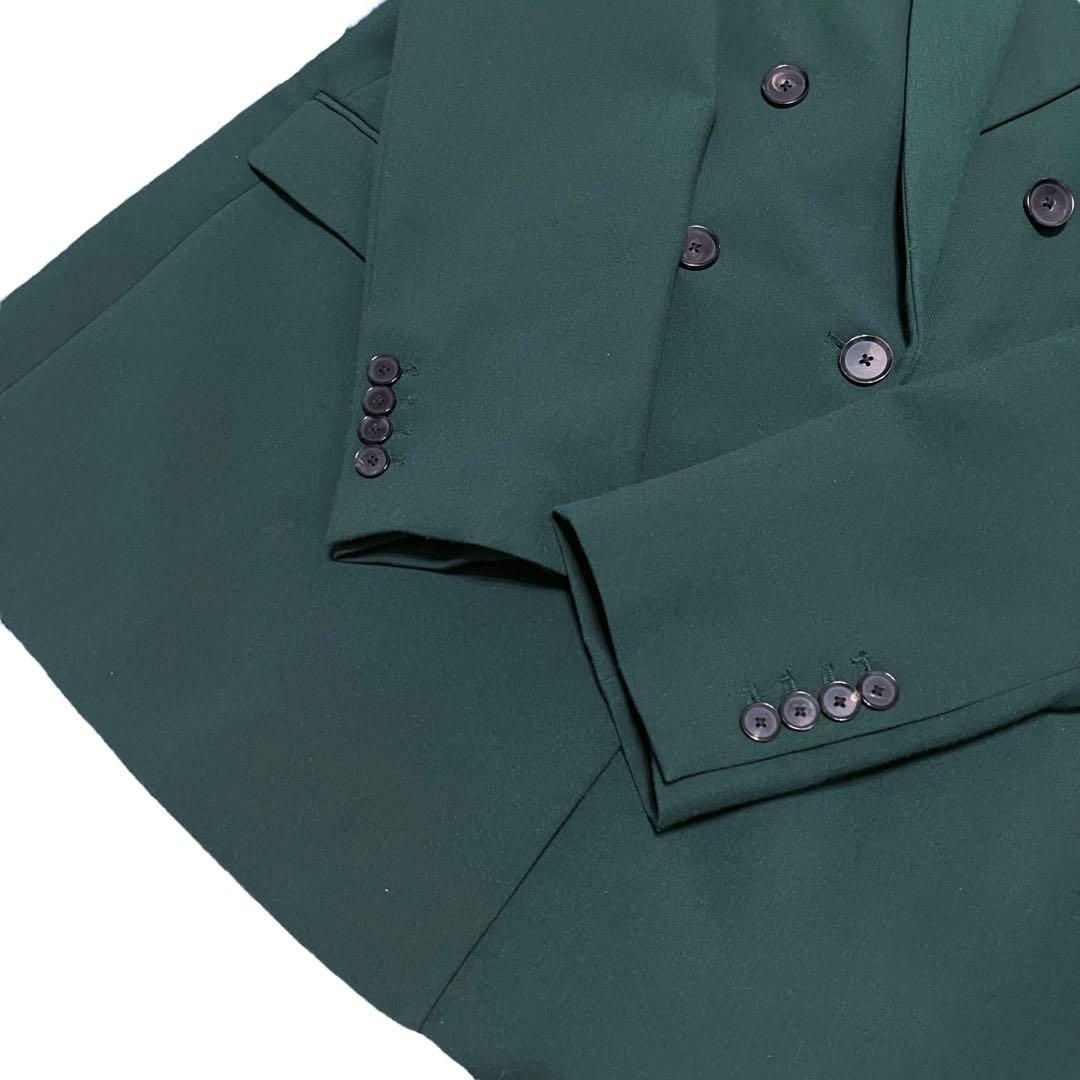 美品 ZARA ダブルブレスト セットアップスーツ グリーン L 大きい