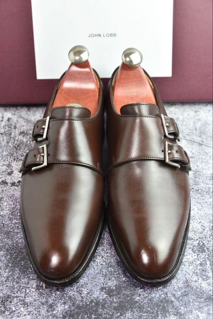 ジョンロブ　ナセビー　5D　ダークブラウン　7000ラスト　木製ツリー付 希少 【JOHN LOBB】ジョンロブ ナセビー ダブルモンクストラップ