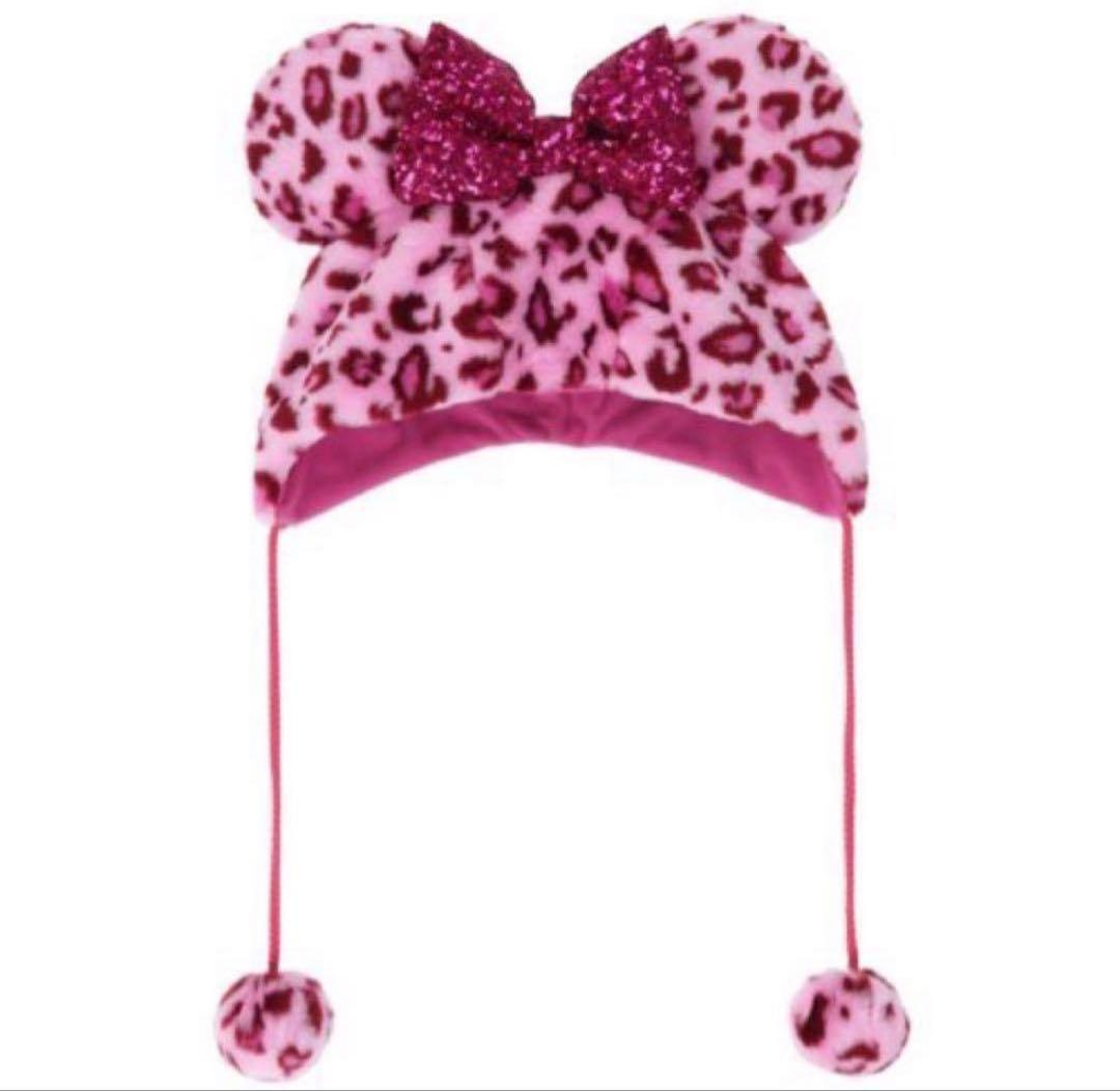 ヒョウ柄ピンクミッキーハット フリーサイズ 美品】ディズニー ファンキャップ ミニーちゃん ヒョウ柄 ピンク