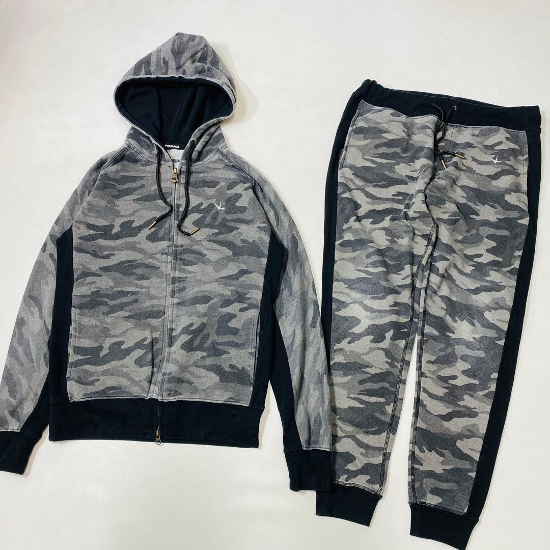 1PIU1UGUALE3 RELAX カモフラ スウェット セットアップ L 1PIU1UGUALE3 RELAX ヘビースウェットカモ柄パーカー フーディー