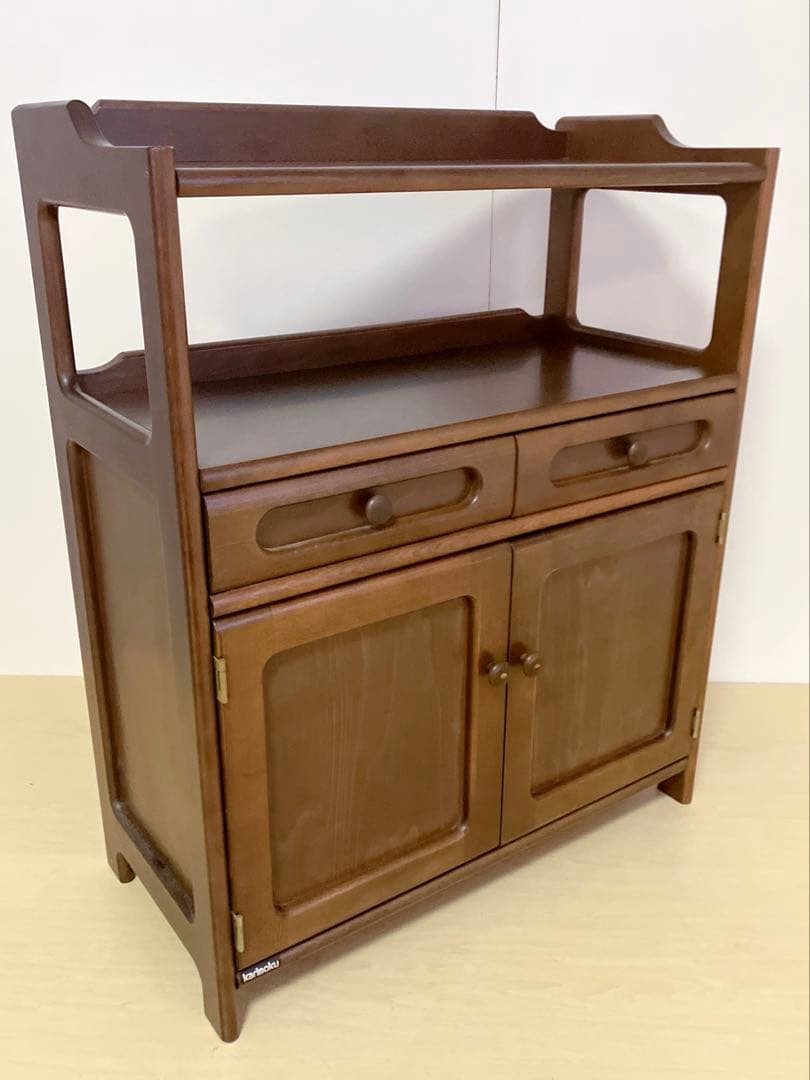 Karimoku カリモク 木製 電話台、FAX台 キャビネット飾り棚 収納 ①