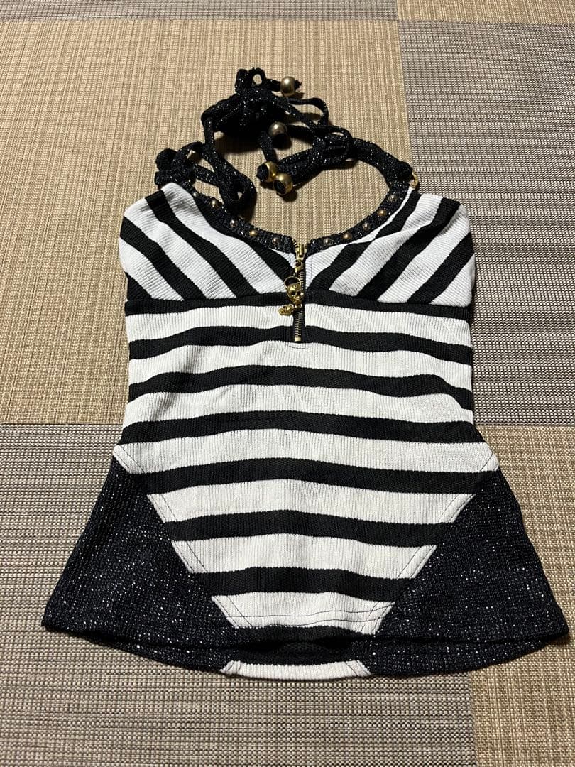 d.i.a. ストライプフォルダーネック　スカルチャーム スカル キーホルダー キーフック キーチェーン ゴールド 骸骨 真鍮