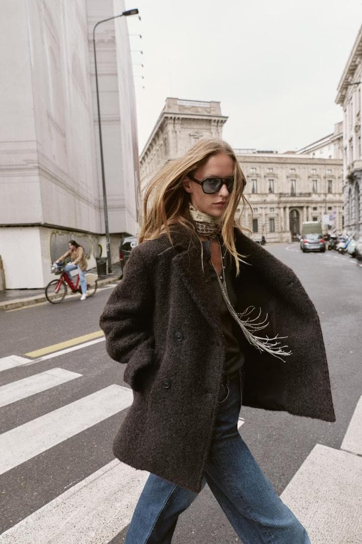 ZARA ザラ ブークレダブルブレストミディ丈コート M - メルカリ