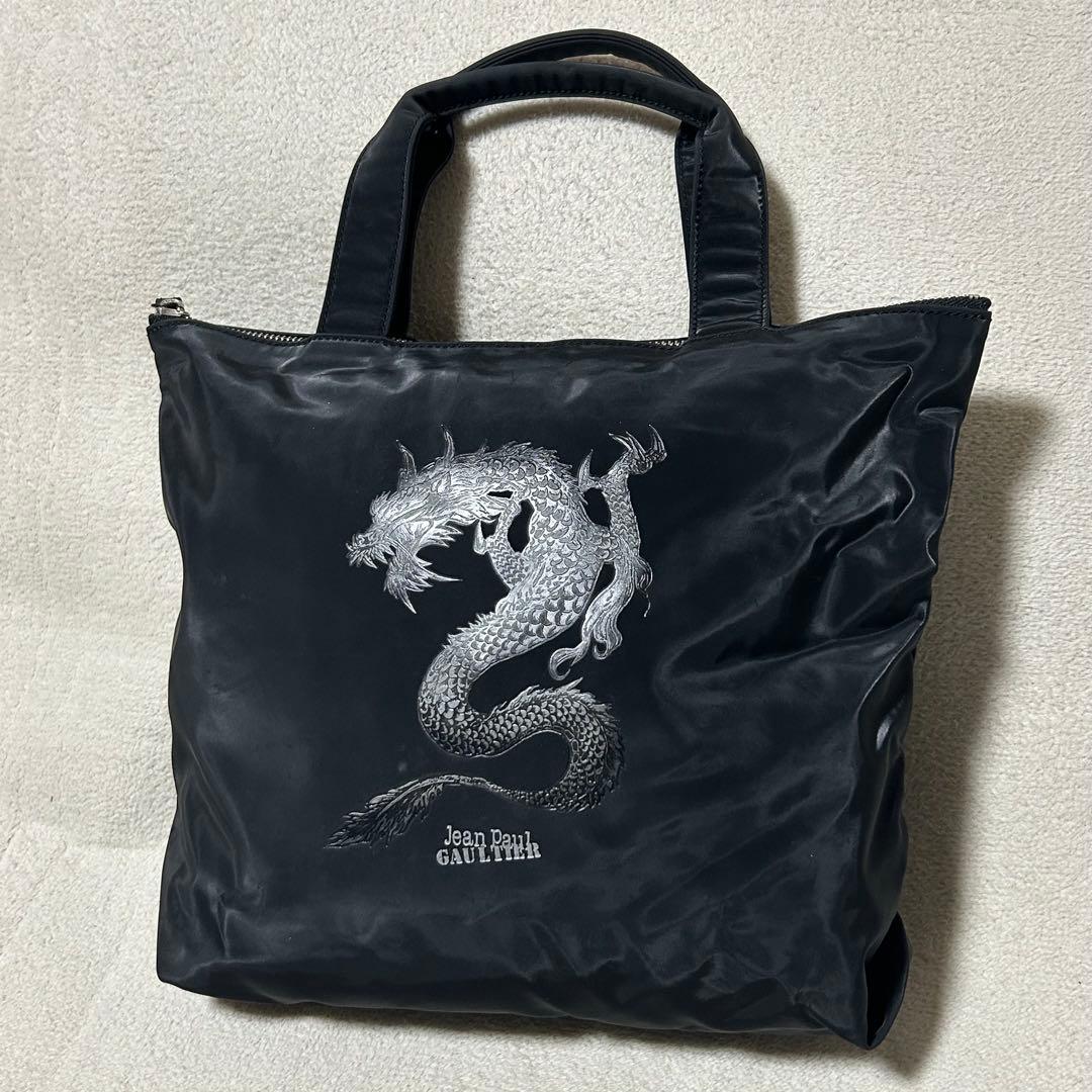 希少‼︎【ジャンポールゴルチエ】ドラゴン　トートバッグ　黒 中古・古着通販】Jean Paul GAULTIER (ジャンポールゴルチェ) トート