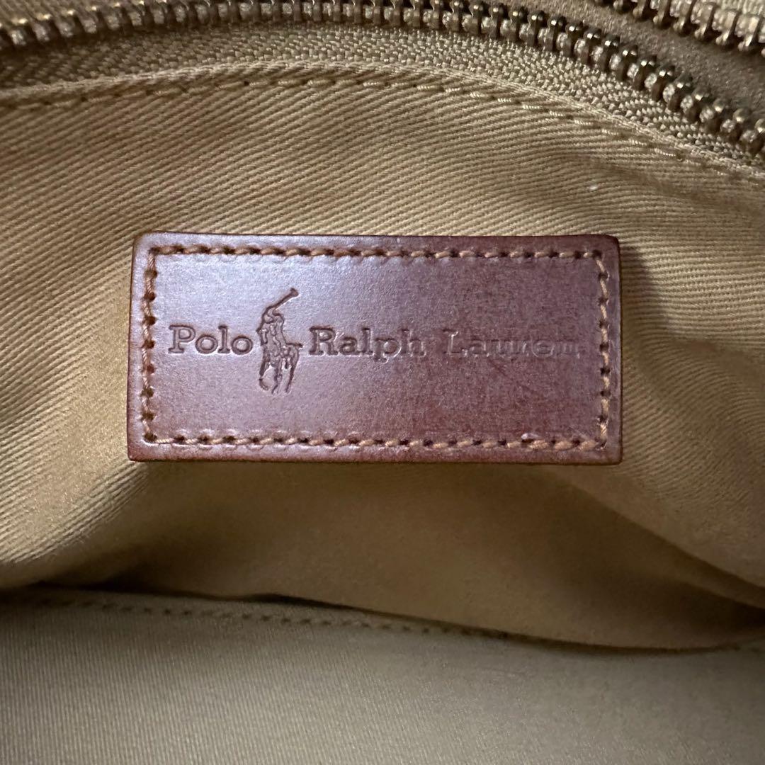 美品】 ポロラルフローレン ボストンバッグ ハンドバッグ 千鳥柄