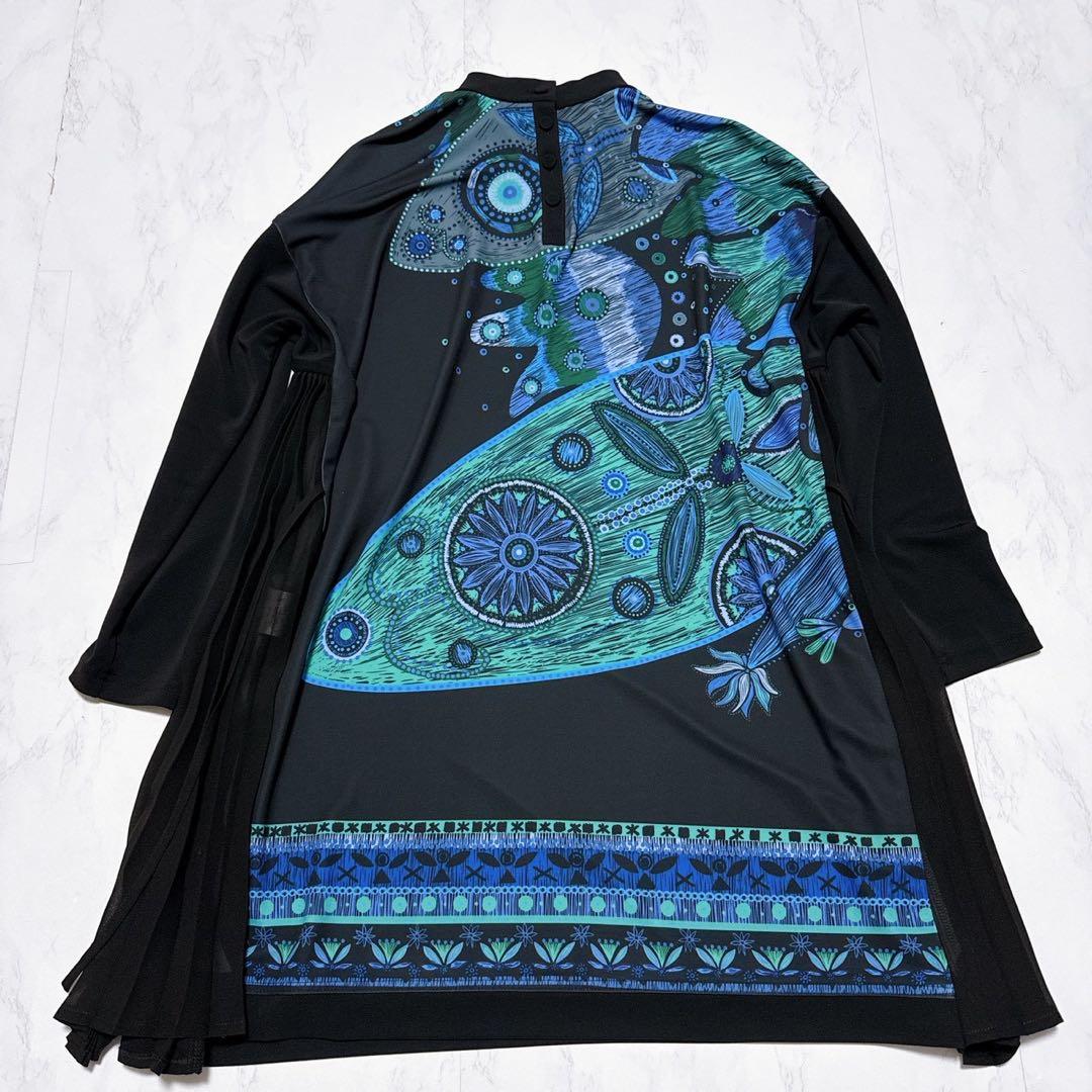 美品】トクコプルミエヴォル チュニック ワンピース 花柄 プリーツ 黒