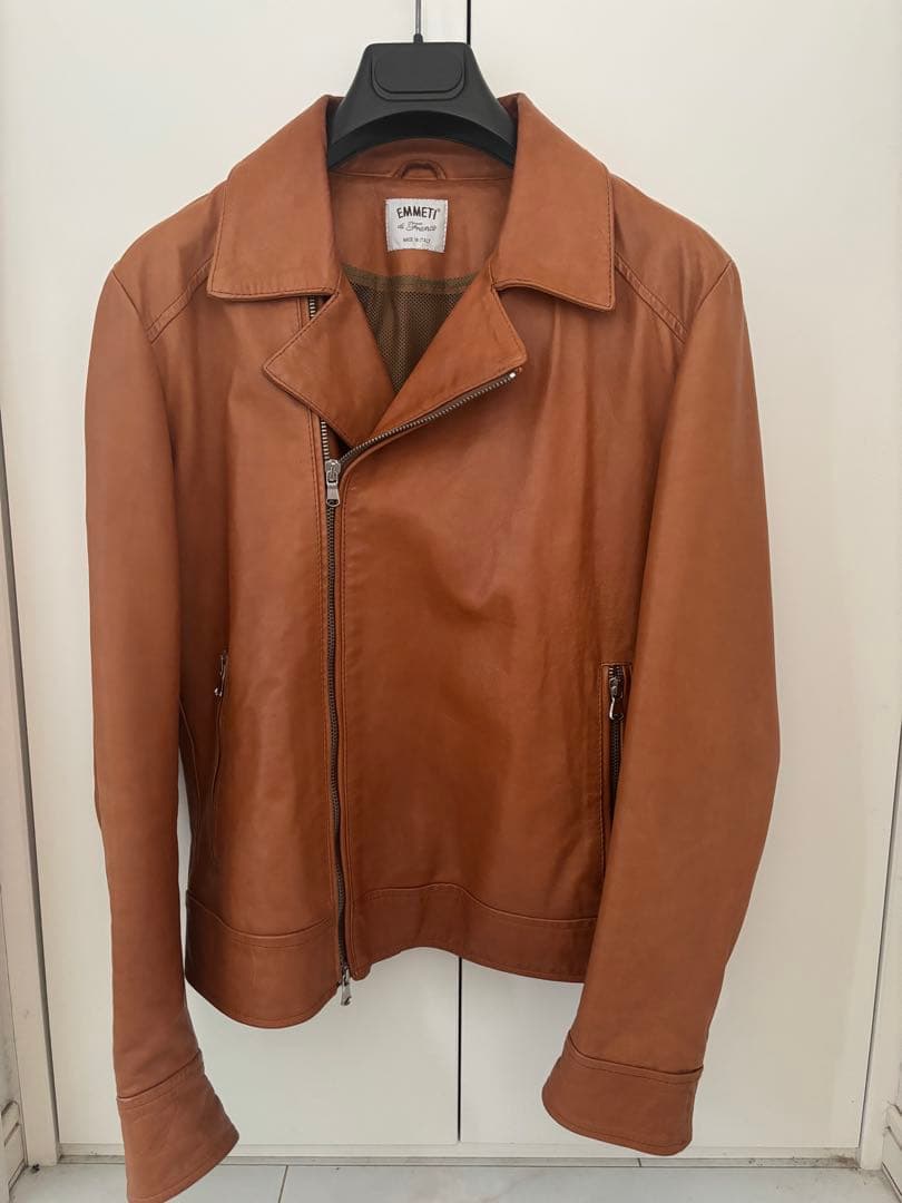 EMMETI キャメル レザー ライダースジャケット EMMETI レザー