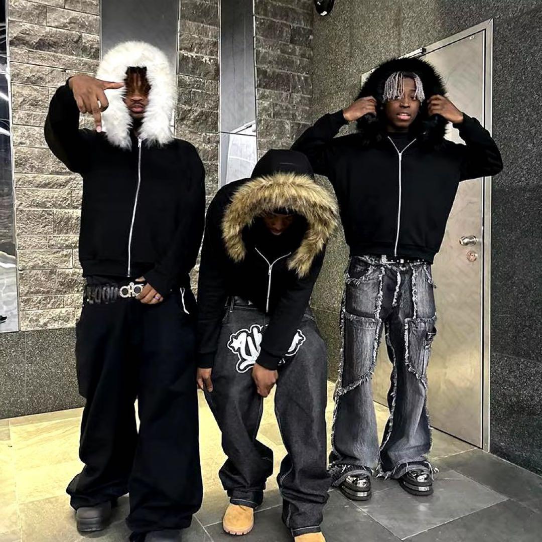 ファージップパーカー y2k グランジ sk8 opium 海外ストリート S