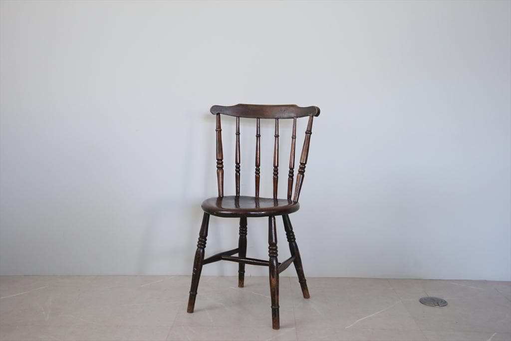 英国アンティーク木製キッチンチェア/ダイニングイス椅子/飾り棚(89-229-1