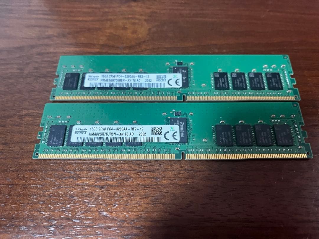 SKhynix DDR4 16GB2枚　サーバー用 Amazon | v-color Hynix 純正IC サーバー用メモリ DDR4-2666MHz PC4