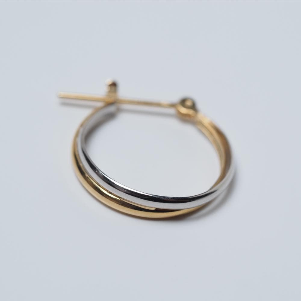 K18YG/K18WG コンビ フープピアス クロッシング 18金 中古 K18YG/K18WG コンビ フープピアス クロッシング 18金 中古