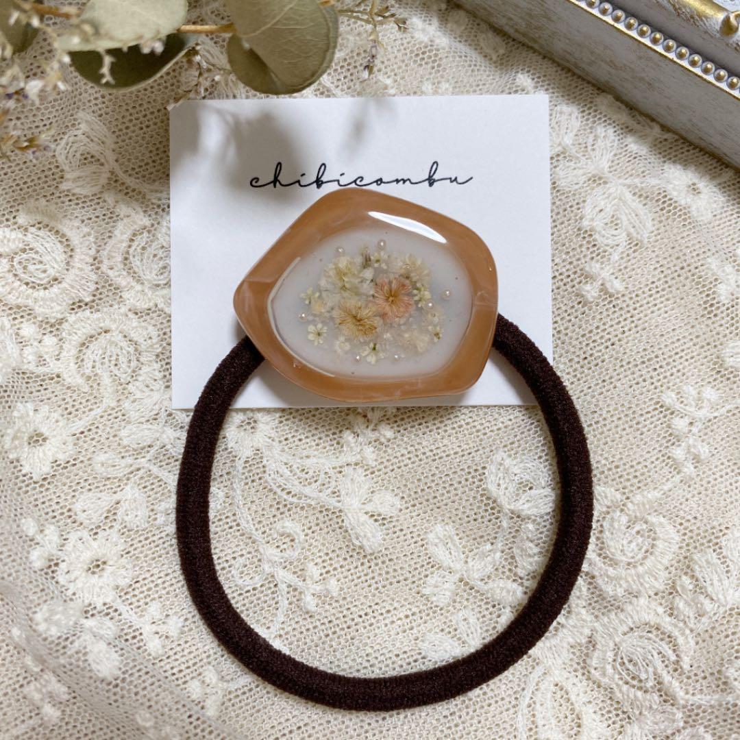 ハンドメイド レジン お花 ヘアゴム ポニーフック ブローチ no.212