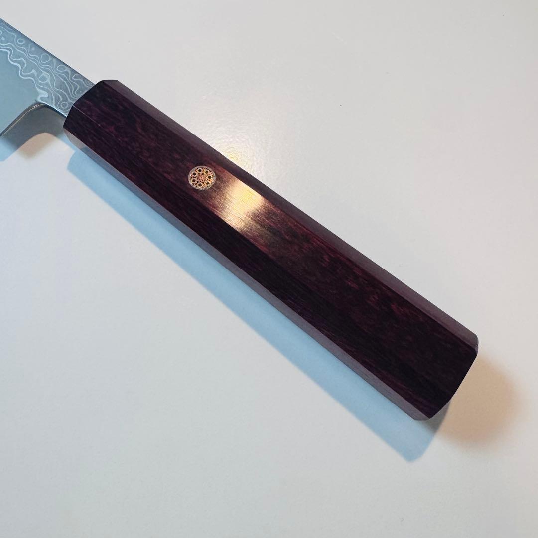 270mm ダマスカス墨流し柳刃包丁 紫檀八角柄 鏡面仕上げ 刺身用 - メルカリ