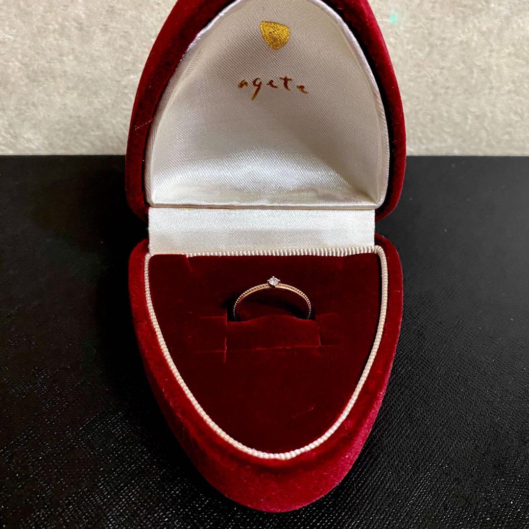 agete アガット K10 0.03ct ダイヤモンド リング 5号 ピンキー