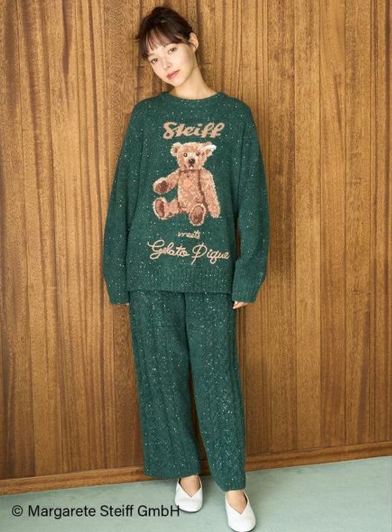 新品【Steiff】パウダーネップジャガードプルオーバー ロングパンツ