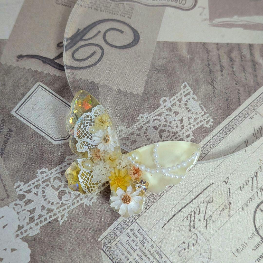 黒猫 レジン ブルーフラワー ヘアゴム ポニーフック ブローチ