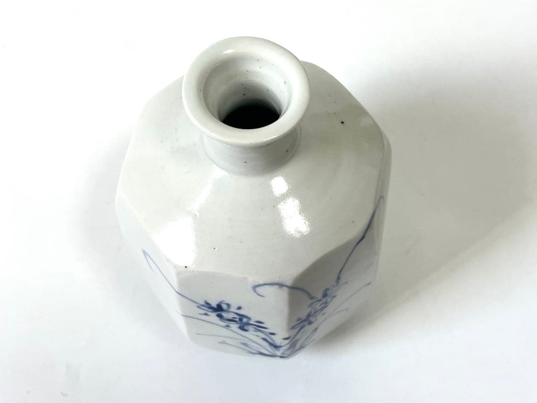 陶芸家 作家物 松尾貞一郎 貞土窯 染付 徳利 花文様 面取 李