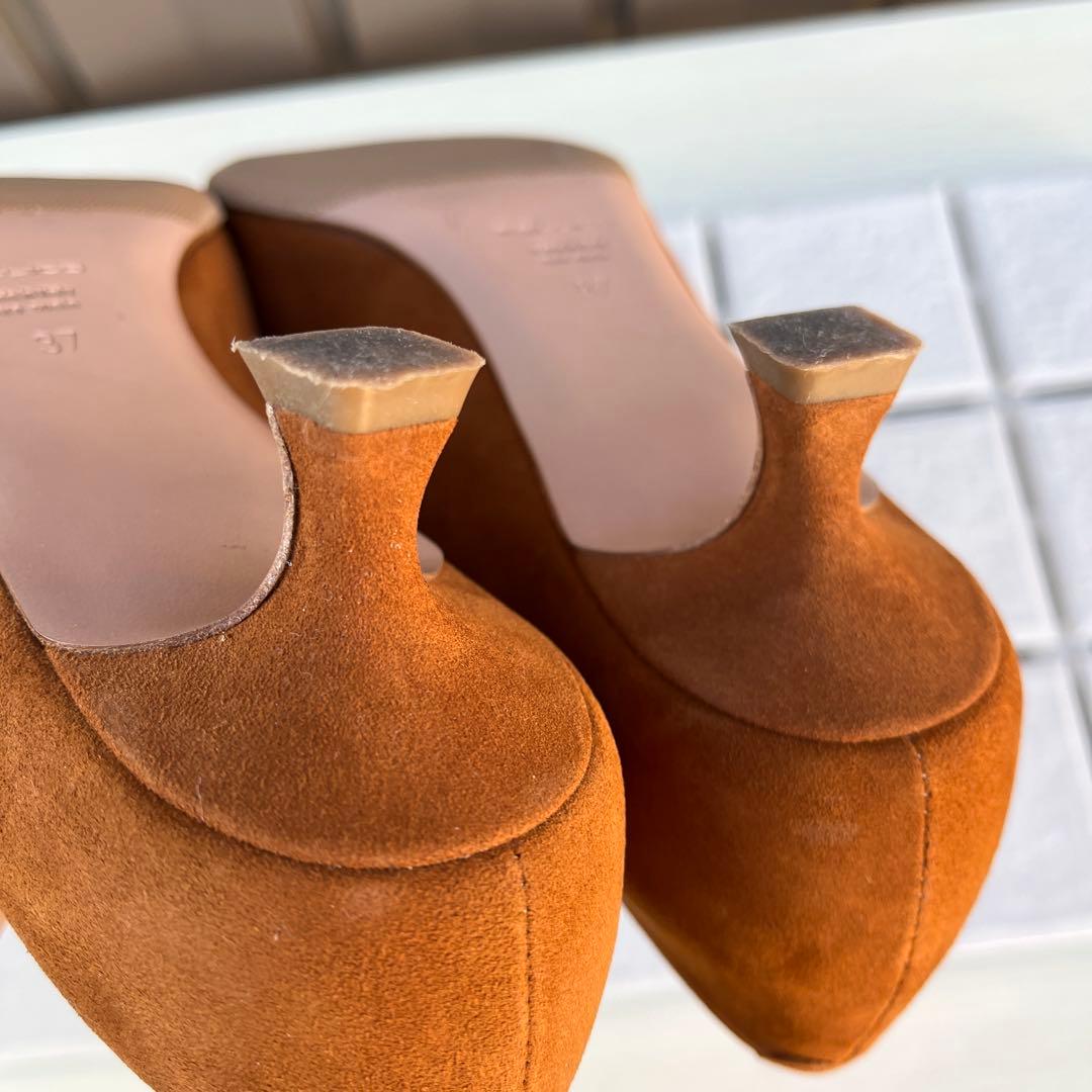 37 PELLICO パンプス ブラウン スエード ローヒール 24