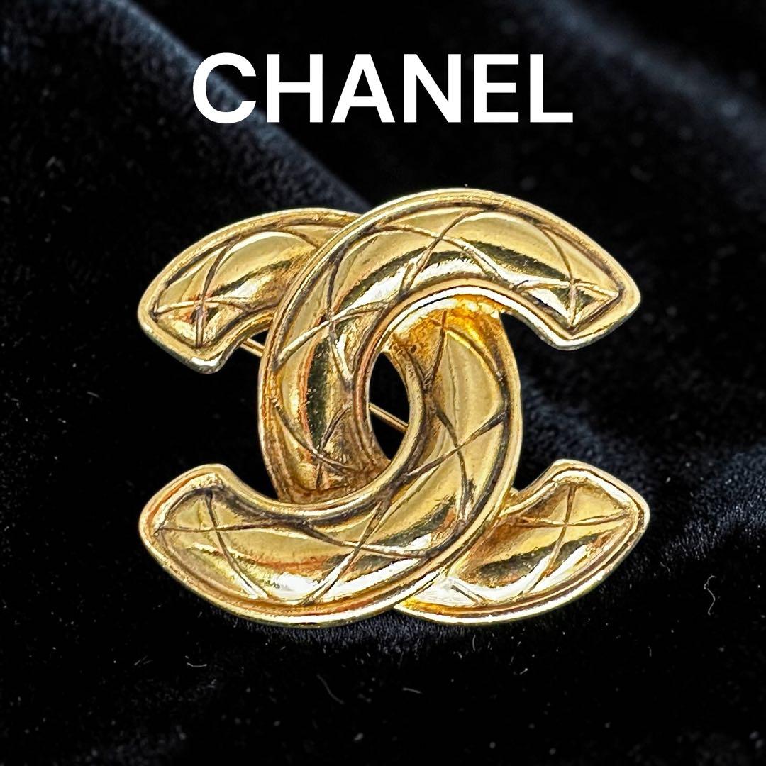 美品☆箱付き】シャネル ブローチ ココマーク マトラッセ ゴールド