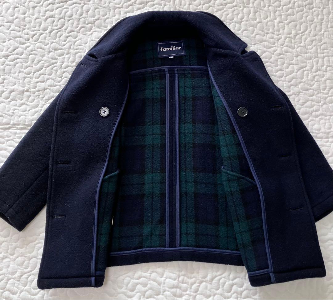 ファミリア 120 Pコート ネイビー 毛90% イカリボタン - メルカリ