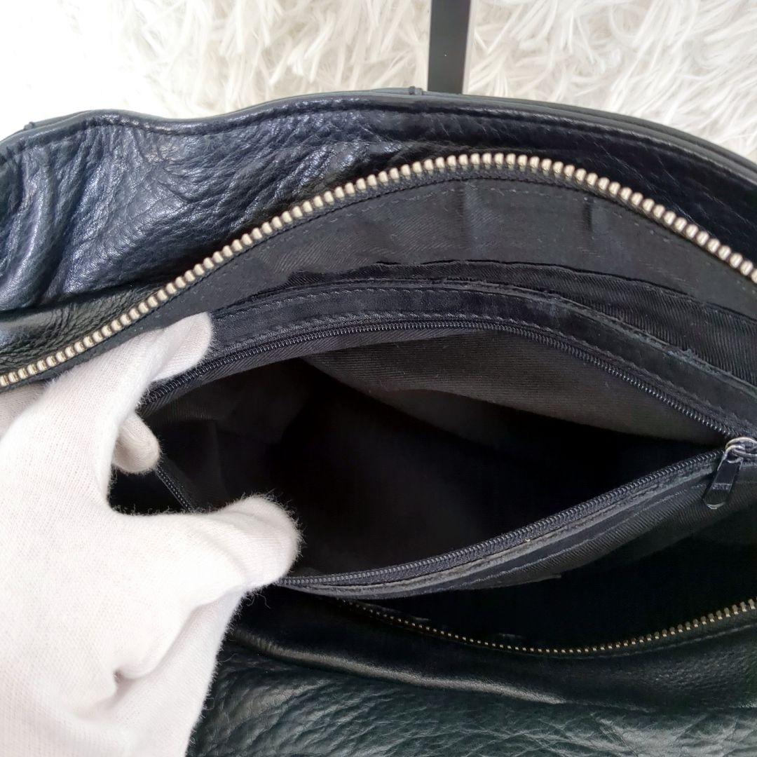 美品✨️ディケイド レザー ダブルジップ トートバッグ 黒 シボ革 A4