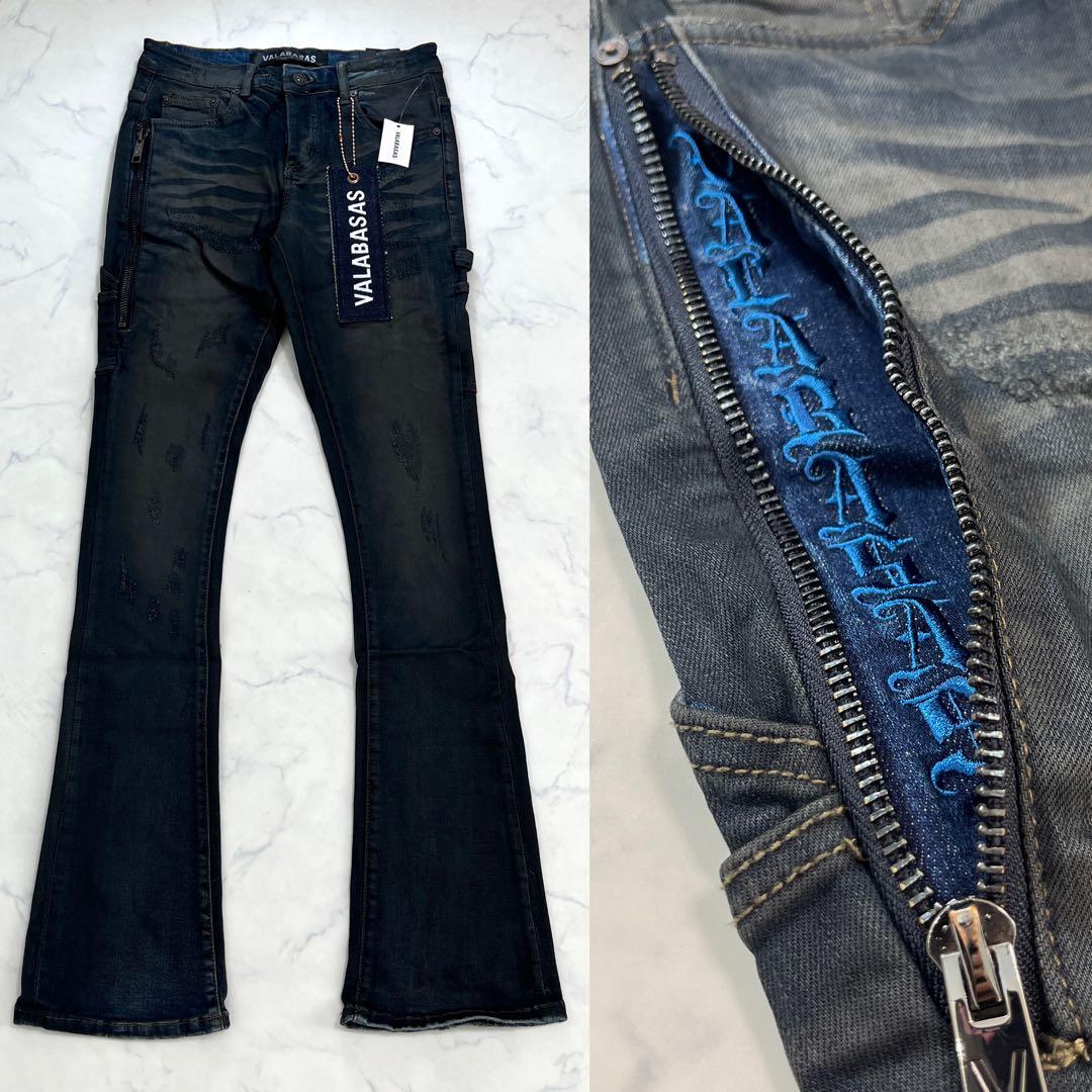 新品バラバサスVALABASAS ヴィンテージウォッシュスキニーフレアデニム S バラバサス valabasas ハードクラッシュスキニーフレアデニム 新品30
