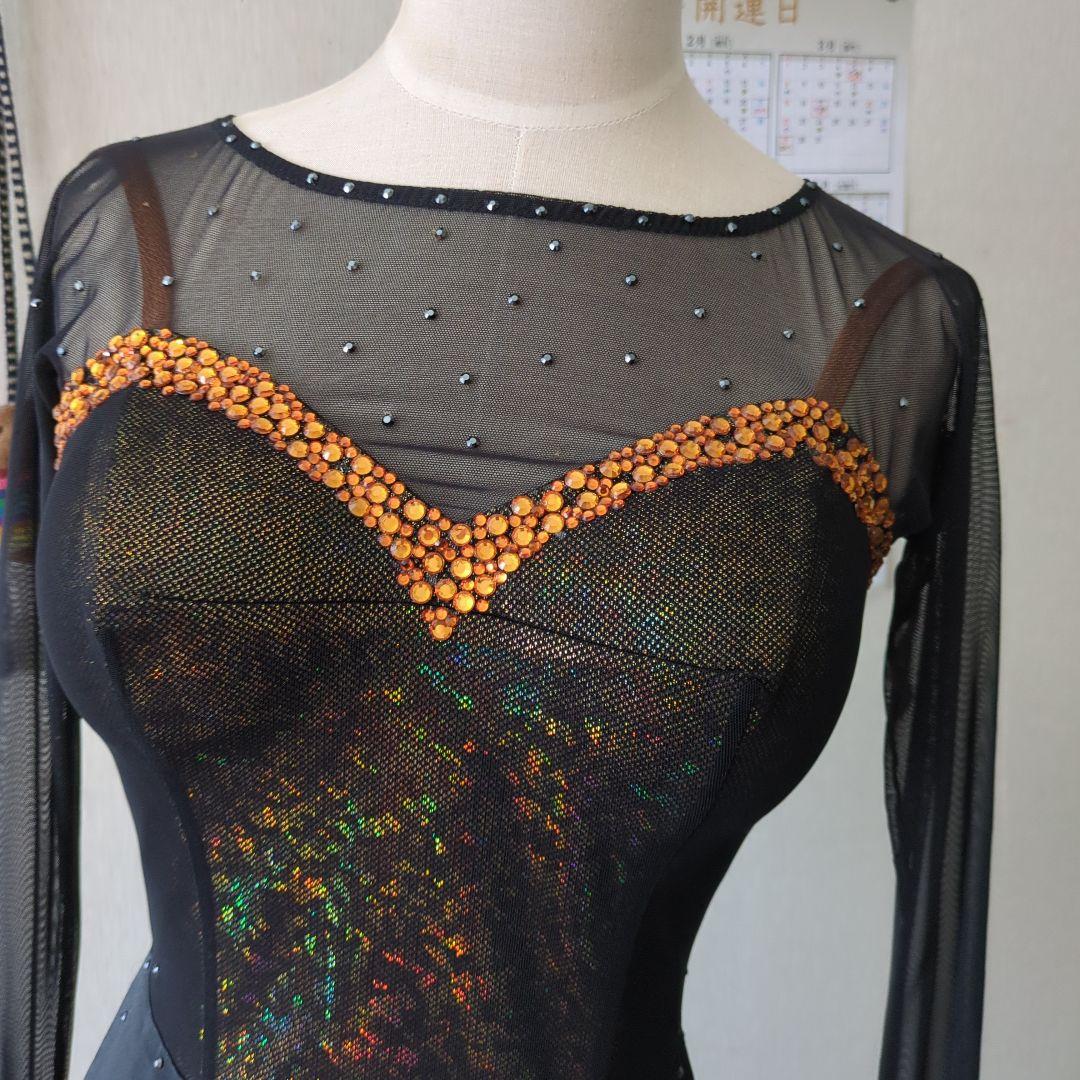 ma様専用品 タカダンス 社交ダンス用黒ドレス 長袖 スパンコール