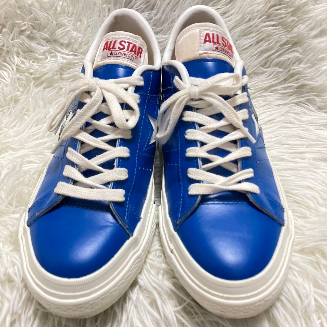 コンバース レザー ワンスター 7 ブルー 26㎝ - メルカリ