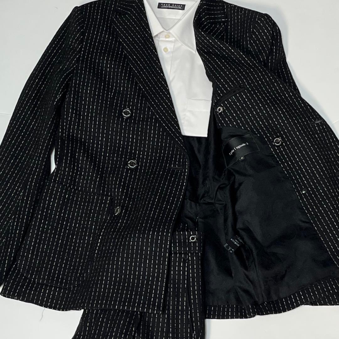 【美品】COMPRESSION STRIPE FLANO JERSEY　スーツ ESSENTIAL CLOTHING】ミルドクリーンストライプ スーツ/総裏