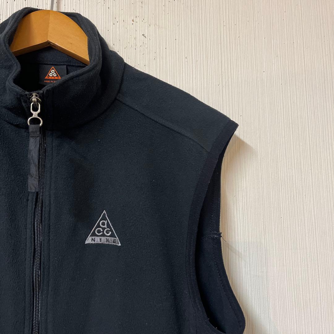 NIKE ACG フリースベスト 90s 黒タグ ロゴ刺繍 ジップアップ M - メルカリ