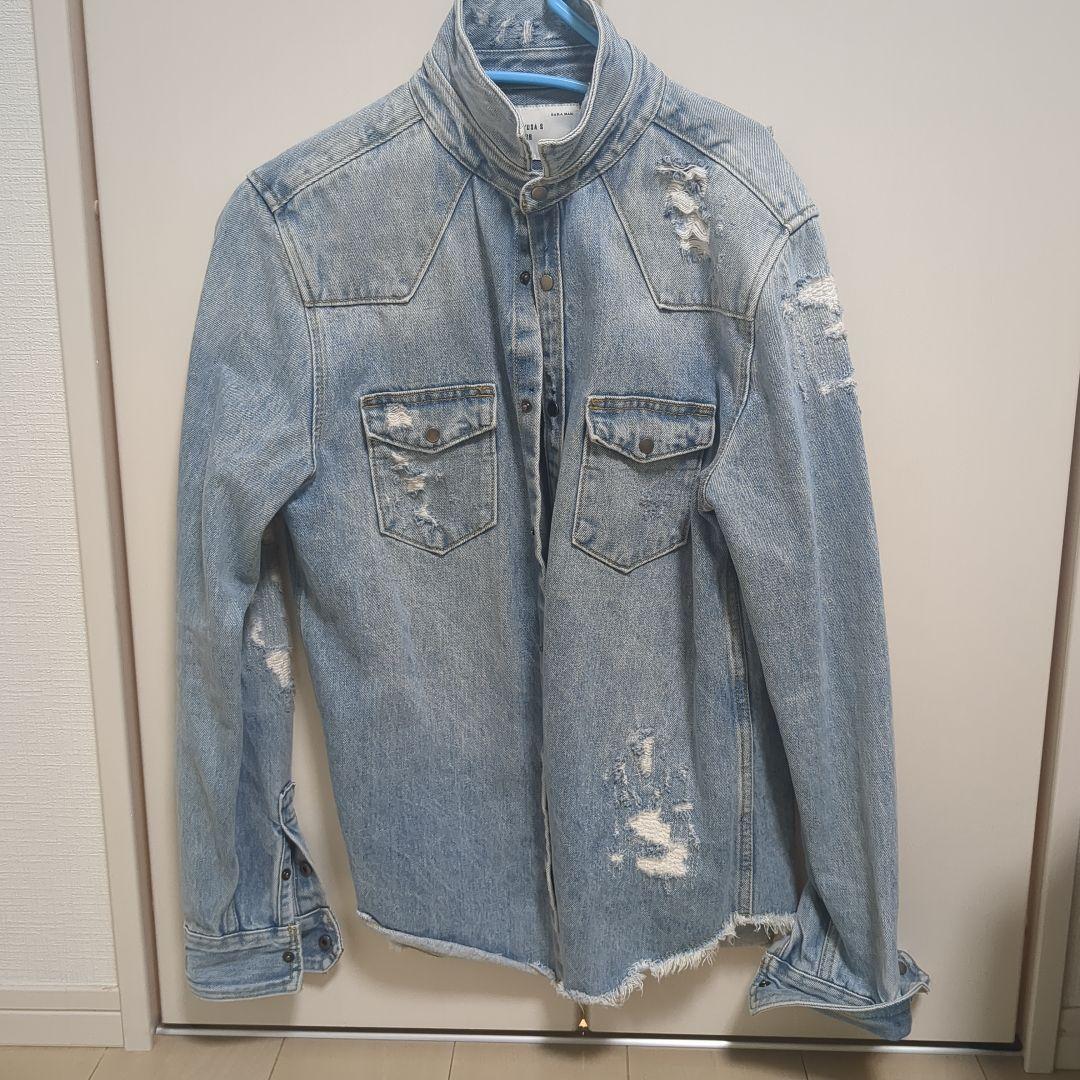 ZARA ザラ デニムジャケット ダメージ加工 - メルカリ