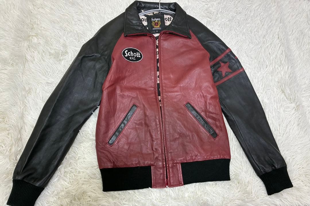 Schott】羊革 シングル ライダース 裏地総柄 バイカラー sizeMの通販は