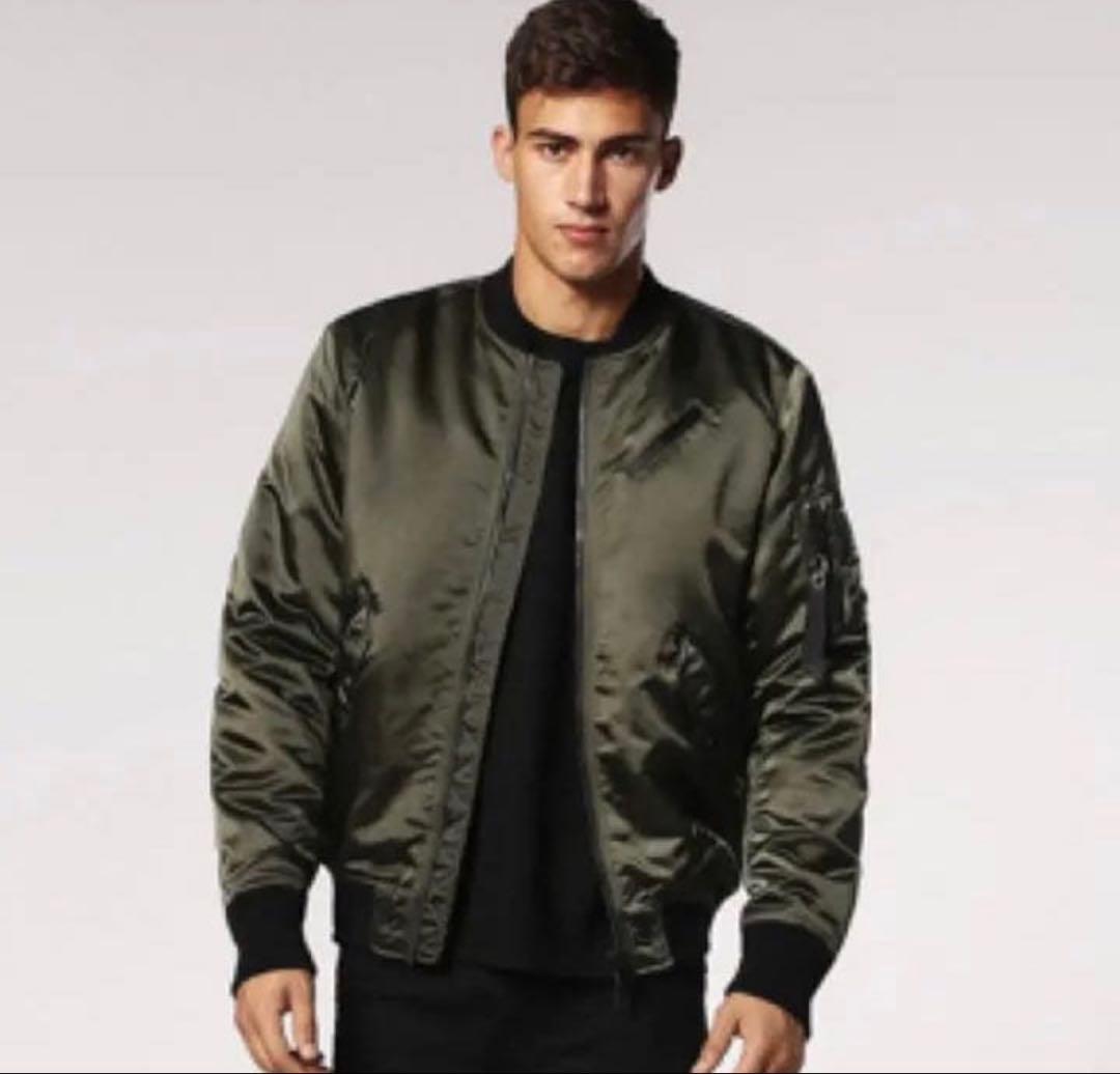 MA-1 カーキ　DIESEL 希少 DIESEL ディーゼル MA-1 ボンバージャケット カーキ オレンジ裏地 L